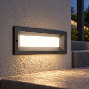 Gea luce ges1190 segnapasso da esterno da incasso rettangolare grigio antracite led 13w 3000k ip65