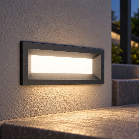 Gea luce ges1190 segnapasso da esterno da incasso rettangolare grigio antracite led 13w 3000k ip65
