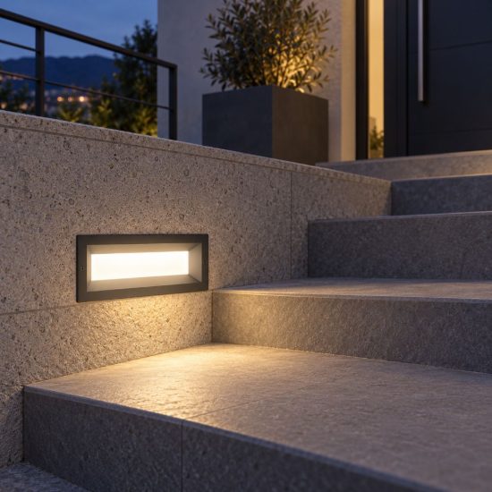 Gea luce ges1190 segnapasso da esterno da incasso rettangolare grigio antracite led 13w 3000k ip65