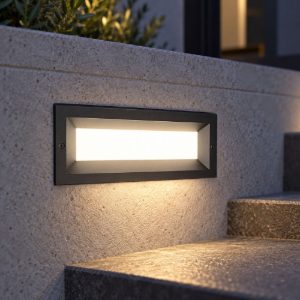 Gea luce ges1190 segnapasso da esterno da incasso rettangolare grigio antracite led 13w 4000k ip65