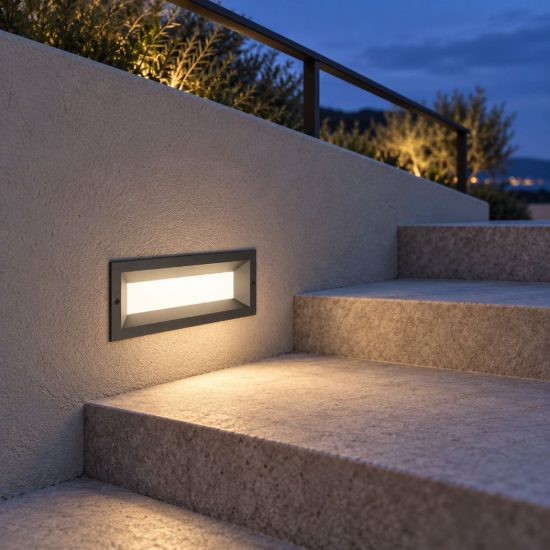 Gea luce ges1190 segnapasso da esterno da incasso rettangolare grigio antracite led 13w 4000k ip65