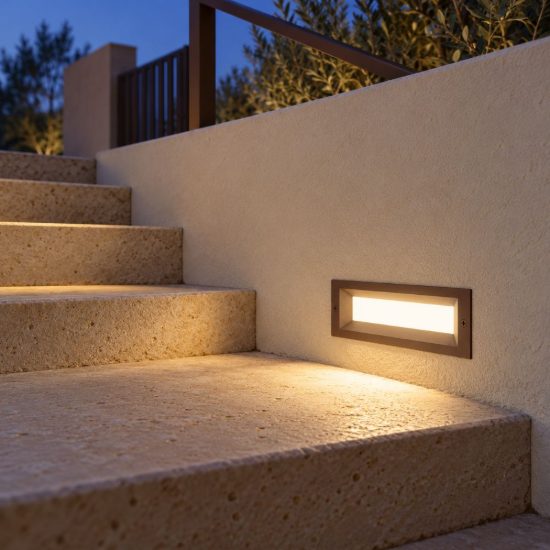 Gea luce ges1190 segnapasso da esterno da incasso rettangolare marrone led 13w 3000k ip65