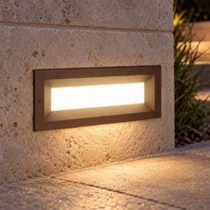 Gea luce ges1190 segnapasso da esterno da incasso rettangolare marrone led 13w 4000k ip65