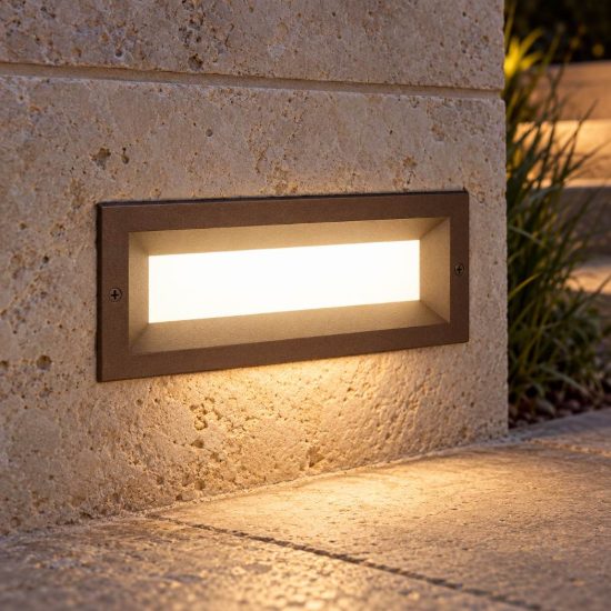 Gea luce ges1190 segnapasso da esterno da incasso rettangolare marrone led 13w 4000k ip65