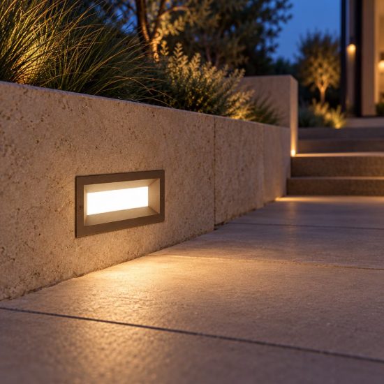 Gea luce ges1190 segnapasso da esterno da incasso rettangolare marrone led 13w 4000k ip65