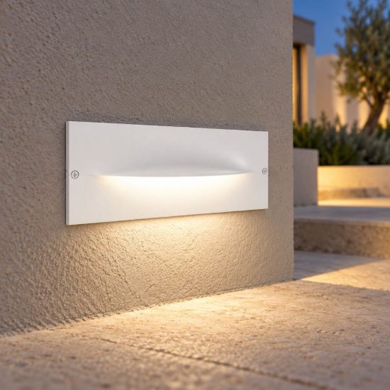 Gea luce ges2000 segnapasso da esterno da incasso rettangolare bianco led 13w 3000k ip65