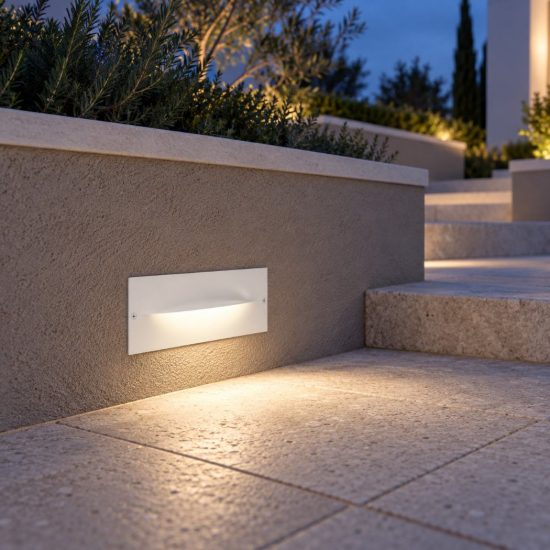 Gea luce ges2000 segnapasso da esterno da incasso rettangolare bianco led 13w 3000k ip65