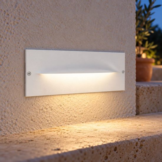 Gea luce ges2000 segnapasso da esterno da incasso rettangolare bianco led 13w 4000k ip65