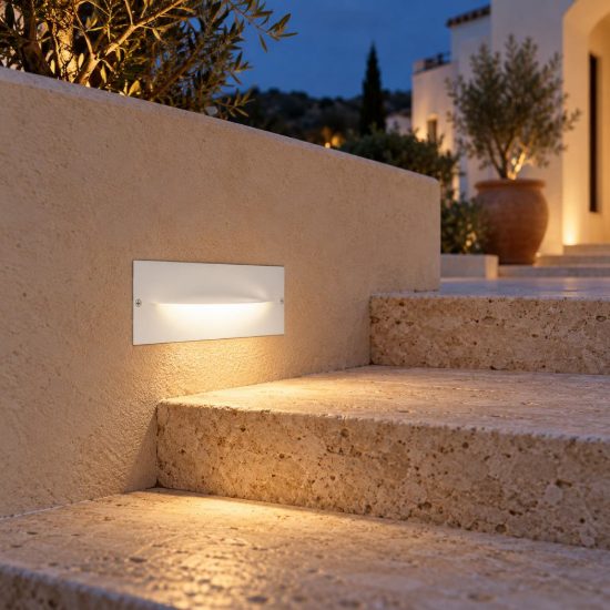 Gea luce ges2000 segnapasso da esterno da incasso rettangolare bianco led 13w 4000k ip65