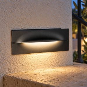 Gea luce ges2000 segnapasso da esterno da incasso rettangolare grigio antracite led 13w 3000k ip65