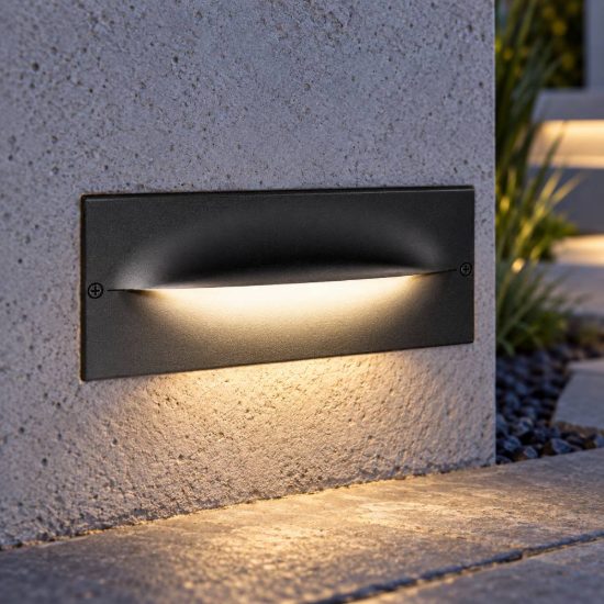 Gea luce ges2000 segnapasso da esterno da incasso rettangolare grigio antracite led 13w 4000k ip65