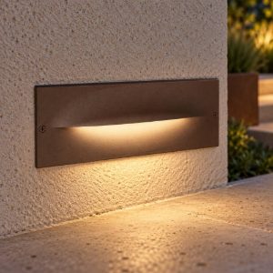 Gea luce ges2000 segnapasso da esterno da incasso rettangolare marrone led 13w 3000k ip65