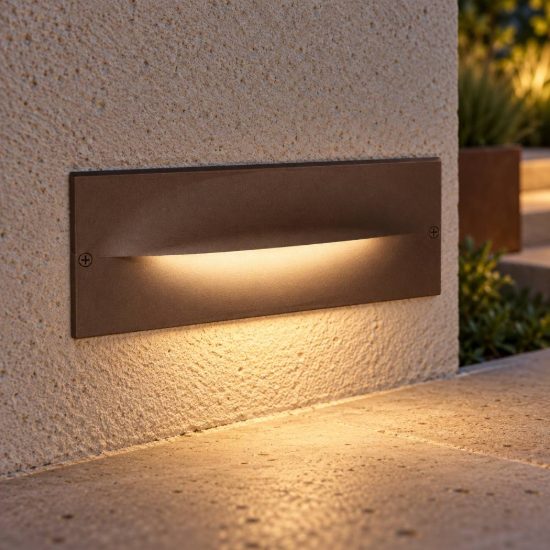 Gea luce ges2000 segnapasso da esterno da incasso rettangolare marrone led 13w 3000k ip65