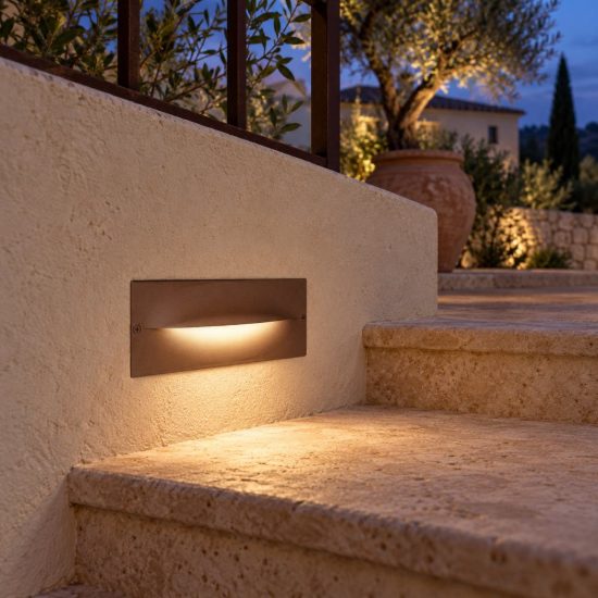 Gea luce ges2000 segnapasso da esterno da incasso rettangolare marrone led 13w 3000k ip65