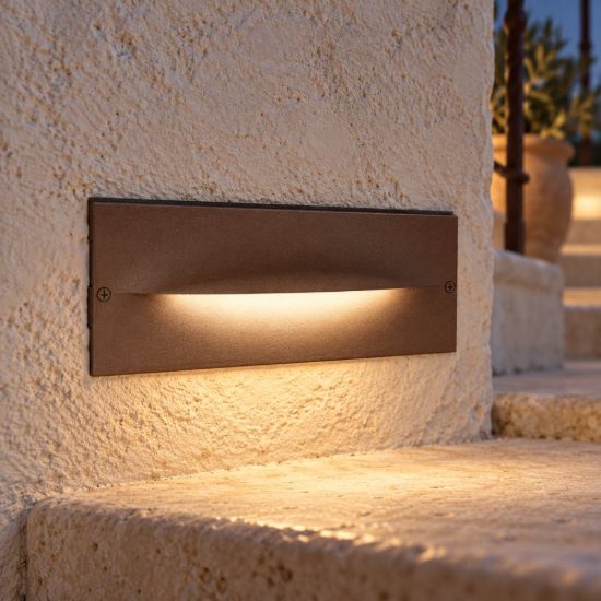 Gea luce ges2000 segnapasso da esterno da incasso rettangolare marrone led 13w 4000k ip65