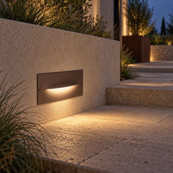 Gea luce ges2000 segnapasso da esterno da incasso rettangolare marrone led 13w 4000k ip65