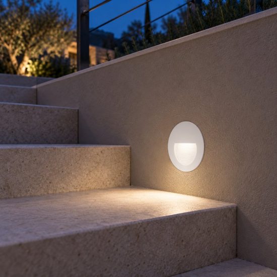 Gea luce ges2110 segnapasso da esterno da incasso rotondo bianco led 3w 4000k ip65