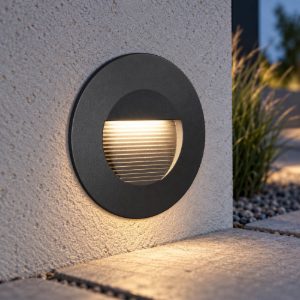 Gea luce ges2110 segnapasso da esterno da incasso rotondo grigio antracite led 3w 4000k ip65