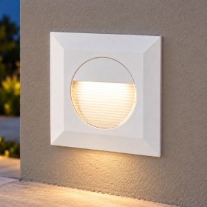 Gea luce ges2110 segnapasso da esterno da incasso quadrato bianco led 3w 3000k ip65