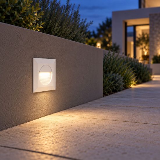 Gea luce ges2110 segnapasso da esterno da incasso quadrato bianco led 3w 3000k ip65
