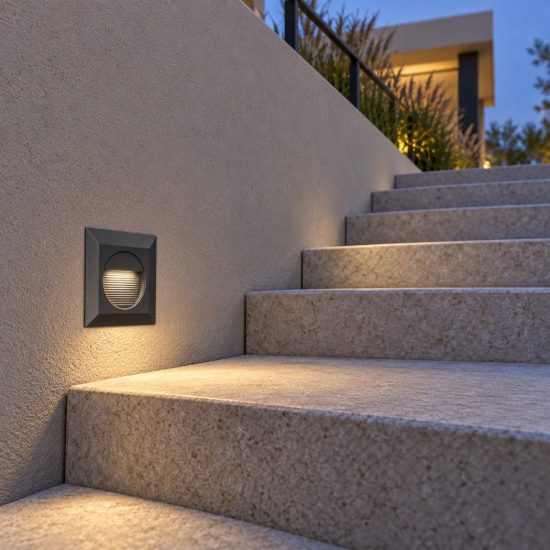Gea luce ges2110 segnapasso da esterno da incasso quadrato grigio antracite led 3w 3000k ip65
