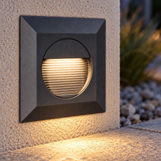 Gea luce ges2110 segnapasso da esterno da incasso quadrato grigio antracite led 3w 4000k ip65
