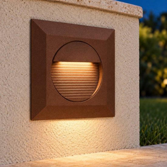 Gea luce ges2110 segnapasso da esterno da incasso quadrato marrone led 3w 3000k ip65