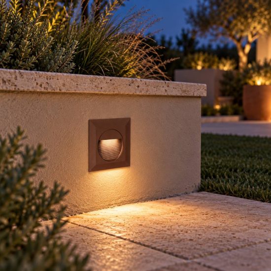 Gea luce ges2110 segnapasso da esterno da incasso quadrato marrone led 3w 3000k ip65