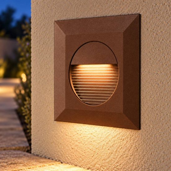 Gea luce ges2110 segnapasso da esterno da incasso quadrato marrone led 3w 4000k ip65