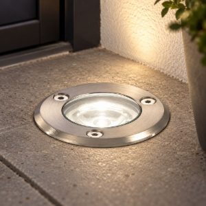 Gea luce ges220c faretto da incasso calpestabile da esterno rotondo acciaio led 1w 3000k ip67