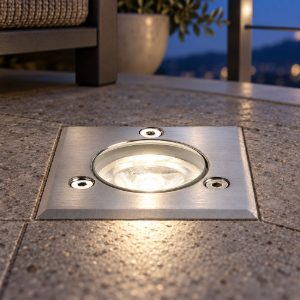 Gea luce ges220c faretto da incasso calpestabile da esterno quadrato acciaio led 1w 3000k ip67