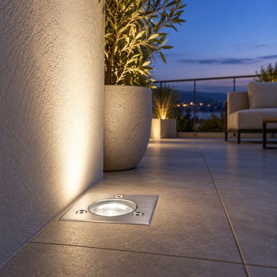 Gea luce ges220c faretto da incasso calpestabile da esterno quadrato acciaio led 1w 3000k ip67