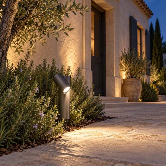 Gea luce ges2220 proiettore da esterno con picchetto a cilindro grigio antracite ip65