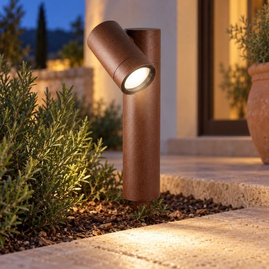 Gea luce ges2220 proiettore da esterno con picchetto a cilindro marrone ip65