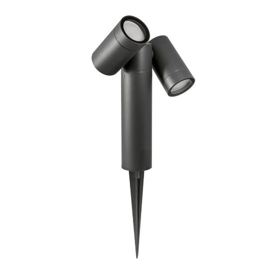 Gea luce ges2220 proiettore da esterno con picchetto a doppia testa grigio antracite ip65