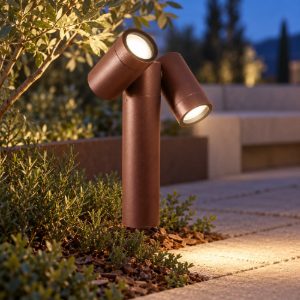 Gea luce ges2220 proiettore da esterno con picchetto a doppia testa marrone ip65