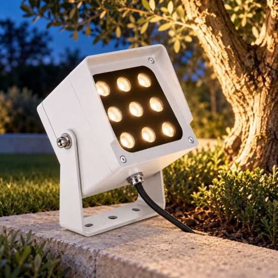 Gea luce ges2230 proiettore da esterno quadrato bianco led 18w cct 3000k 4000k 6500k ip65