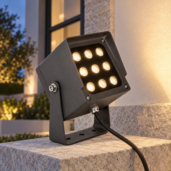 Gea luce ges2230 proiettore da esterno quadrato grigio antracite led 18w cct 3000k 4000k 6500k ip65