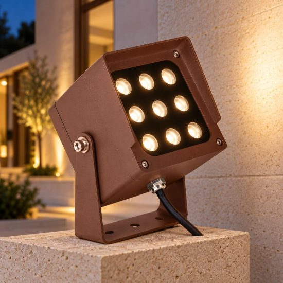 Gea luce ges2230 proiettore da esterno quadrato marrone led 18w cct 3000k 4000k 6500k ip65
