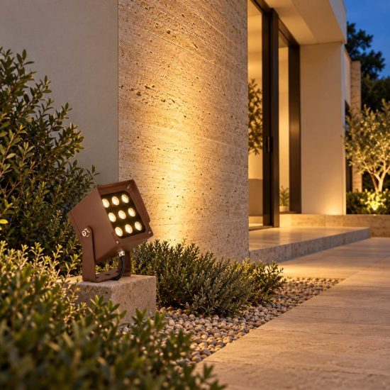 Gea luce ges2230 proiettore da esterno quadrato marrone led 18w cct 3000k 4000k 6500k ip65