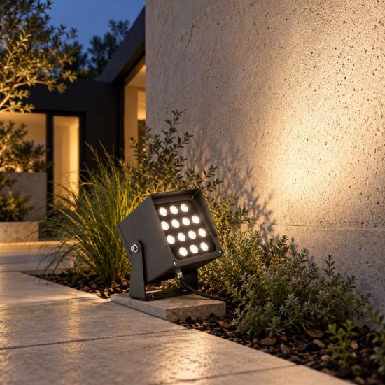 Gea luce ges2230 proiettore da esterno quadrato grigio antracite led 31w cct 3000k 4000k 6500k ip65