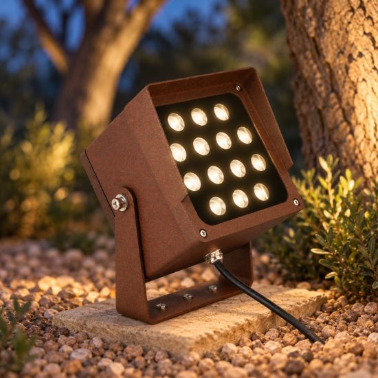 Gea luce ges2230 proiettore da esterno quadrato marrone led 31w cct 3000k 4000k 6500k ip65