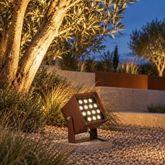 Gea luce ges2230 proiettore da esterno quadrato marrone led 31w cct 3000k 4000k 6500k ip65