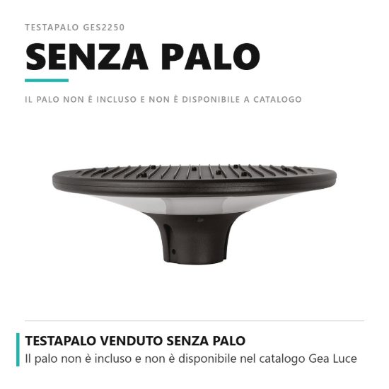 Gea luce ges2250 testapalo da giardino rotondo nero led 80w 3000k ip65
