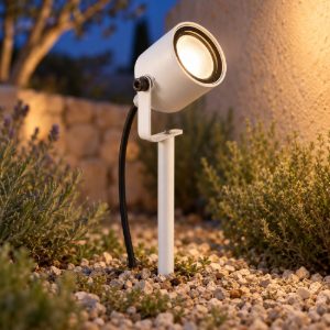 Gea luce ges2280 proiettore piccolo da esterno con picchetto a cilindro bianco ip65