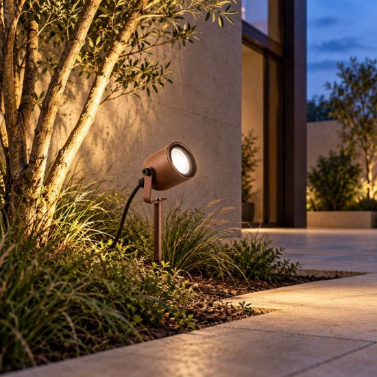 Gea luce ges2280 proiettore piccolo da esterno con picchetto a cilindro marrone ip65