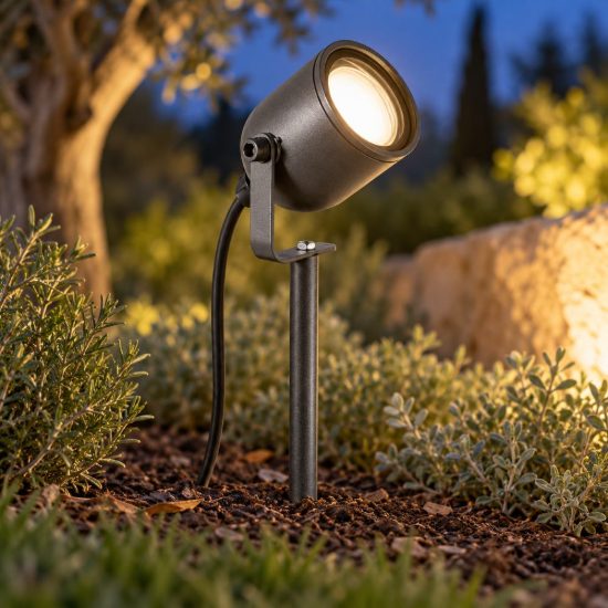 Gea luce ges2280 proiettore piccolo da esterno con picchetto a cilindro grigio antracite ip65