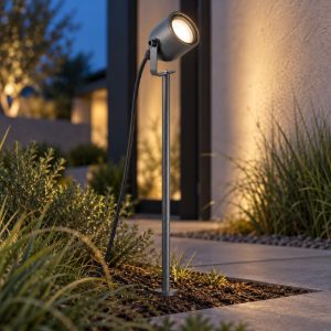 Gea luce ges2280 proiettore grande da esterno con picchetto a cilindro grigio antracite ip65