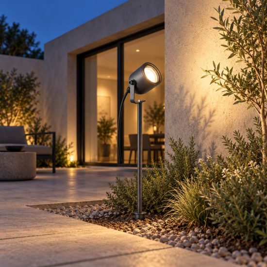 Gea luce ges2280 proiettore grande da esterno con picchetto a cilindro grigio antracite ip65