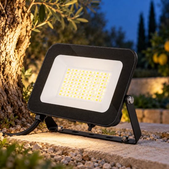 Gea luce ges2340 proiettore da esterno rettangolare nero led 50w cct 3000k 4000k 6500k ip65